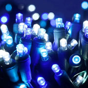 50 5mm ColorCraft® Arctic - Teal, Blue, and Cool White LED Christmas Lights, 6" Spacing, Green Wire