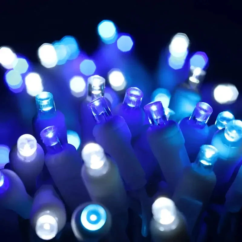 50 5mm ColorCraft® Arctic - Teal, Blue, and Cool White LED Christmas Lights, 6" Spacing, White Wire