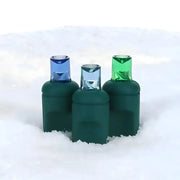 50 5mm ColorCraft® Bahamas - Teal, Blue, and Green LED Christmas Lights, 6" Spacing, Green Wire