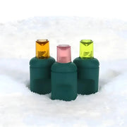 50 5mm ColorCraft® Candy - Pink, Orange, and Gold LED Christmas Lights, 6" Spacing, Green Wire