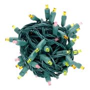 50 5mm ColorCraft® Candy - Pink, Orange, and Gold LED Christmas Lights, 6" Spacing, Green Wire