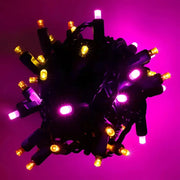 50 5mm ColorCraft® Candy - Pink, Orange, and Gold LED Christmas Lights, 6" Spacing, Green Wire
