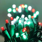 50 5mm ColorCraft® Christmas - Cool White, Green, and Red LED Christmas Lights, 6" Spacing, Green Wire