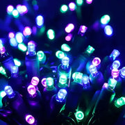 50 5mm ColorCraft® Colombia - Blue, Purple, and Green LED Christmas Lights, 6" Spacing, Green Wire