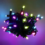 50 5mm ColorCraft® Gingerbread - Pink, Teal, Lime Green, and Purple LED Christmas Lights, 6" Spacing, Green Wire