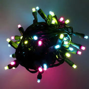 50 5mm ColorCraft® Havana - Teal, Frosted Lime Green, and Frosted Pink LED Christmas Lights, 6" Spacing, Green Wire