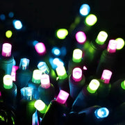 50 5mm ColorCraft® Havana - Teal, Frosted Lime Green, and Frosted Pink LED Christmas Lights, 6" Spacing, Green Wire