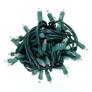 50 5mm ColorCraft® Havana - Teal, Frosted Lime Green, and Frosted Pink LED Christmas Lights, 6" Spacing, Green Wire