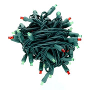 50 5mm ColorCraft® Holly - Green, Red, and Frosted Lime Green LED Christmas Lights, 6" Spacing, Green Wire