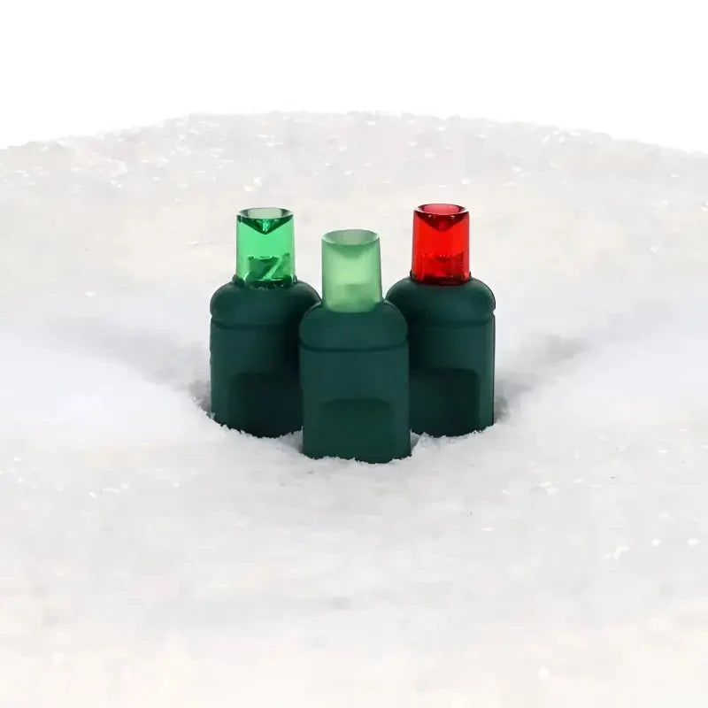 50 5mm ColorCraft® Holly - Green, Red, and Frosted Lime Green LED Christmas Lights, 6" Spacing, Green Wire