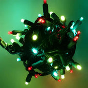 50 5mm ColorCraft® Holly - Green, Red, and Frosted Lime Green LED Christmas Lights, 6" Spacing, Green Wire