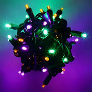 50 5mm ColorCraft® Mardi Gras - Purple, Green, and Gold LED Christmas Lights, 6" Spacing, Green Wire