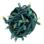 50 5mm ColorCraft® Rainbow - Red, Orange, Gold, Green, Blue, and Purple LED Christmas Lights, 6" Spacing, Green Wire