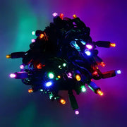 50 5mm ColorCraft® Rainbow - Red, Orange, Gold, Green, Blue, and Purple LED Christmas Lights, 6" Spacing, Green Wire