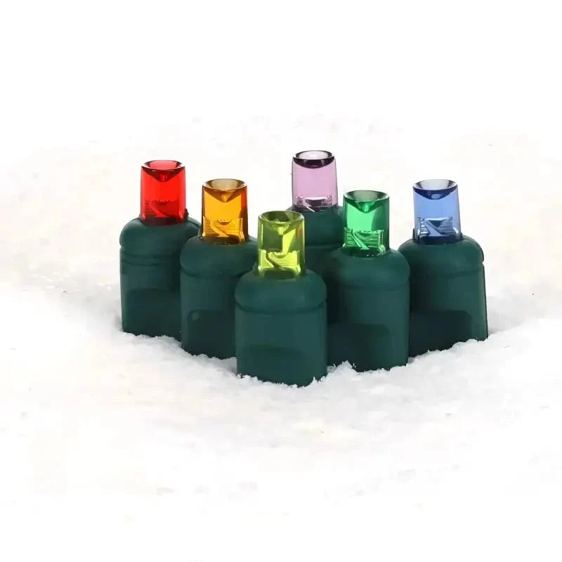 50 5mm ColorCraft® Rainbow - Red, Orange, Gold, Green, Blue, and Purple LED Christmas Lights, 6" Spacing, Green Wire