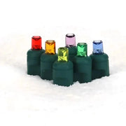 50 5mm ColorCraft® Rainbow - Red, Orange, Gold, Green, Blue, and Purple LED Christmas Lights, 6" Spacing, Green Wire