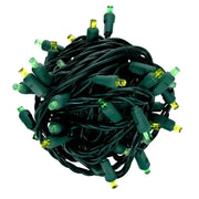 50 5mm ColorCraft® Shamrock - Green, Frosted Lime Green, and Gold LED Christmas Lights, 6" Spacing, Green Wire