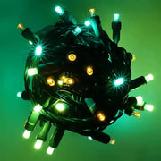 50 5mm ColorCraft® Shamrock - Green, Frosted Lime Green, and Gold LED Christmas Lights, 6" Spacing, Green Wire