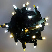 50 5mm ColorCraft® Silver & Gold - Cool White, Warm White, and Gold LED Christmas Lights, 6" Spacing, Green Wire