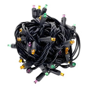 50 5mm ColorCraft® Spooky - Green, Orange, and Purple LED Christmas Lights, 6" Spacing, Black Wire [CLOSEOUT]