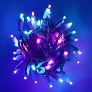50 5mm ColorCraft® Stardust - Teal, Blue, and Purple LED Christmas Lights, 6" Spacing, White Wire