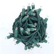 50 5mm Cool White SuperSpark® LED Strobe Christmas Lights, 6" Spacing, Green Wire