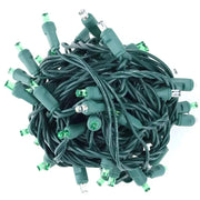 50 5mm Green and Cool White Dazzle LED Strobe Christmas Lights, 6" Spacing, Green Wire