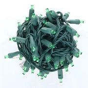 50 5mm Green SuperSpark® LED Strobe Christmas Lights, 6" Spacing, Green Wire
