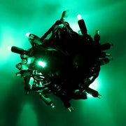 50 5mm Green SuperSpark® LED Strobe Christmas Lights, 6" Spacing, Green Wire
