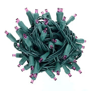 50 5mm Purple LED Christmas Lights, 4" Spacing, Green Wire