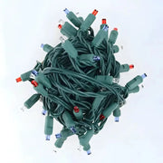 50 5mm Red, Cool White, and Blue SuperSpark® LED Strobe Christmas Lights, 6" Spacing, Green Wire