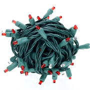 50 5mm Red and Cool White Dazzle LED Strobe Christmas Lights, 6" Spacing, Green Wire