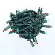 50 5mm Red, Green, and Cool White SuperSpark® LED Strobe Christmas Lights, 6" Spacing, Green Wire
