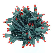 50 5mm Red LED Christmas Lights, 4" Spacing, Green Wire