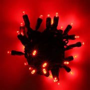 50 5mm Red QuadSpark® LED Strobe Christmas Lights, 6" Spacing, Green Wire