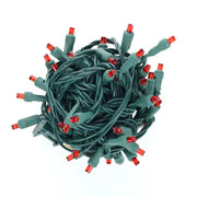 50 5mm Red QuadSpark® LED Strobe Christmas Lights, 6" Spacing, Green Wire