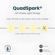50 5mm Warm White QuadSpark® LED Strobe Christmas Lights, 6" Spacing, Green Wire