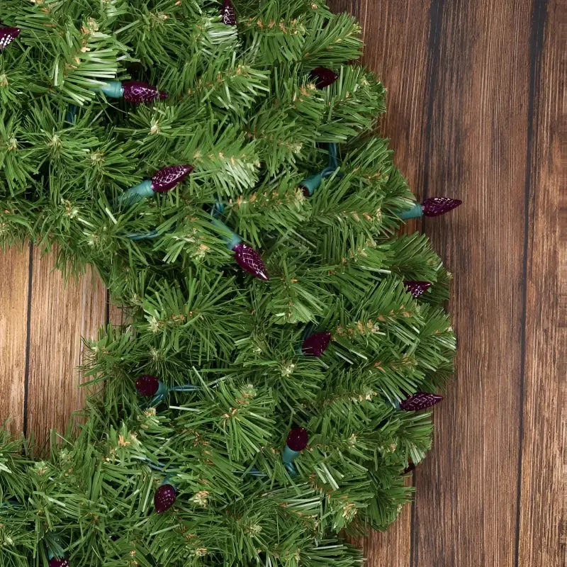 50 C6 Purple LED Christmas Lights, 4" Spacing, Green Wire [CLOSEOUT]