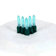 50 M5 Teal LED Christmas Lights, 4" Spacing, Green Wire