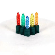 50 M5 Multicolor LED Christmas Lights, 4" Spacing, Green Wire