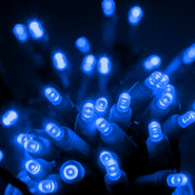 35 5mm Blue LED Christmas Lights, 4" Spacing, Green Wire [CLOSEOUT]