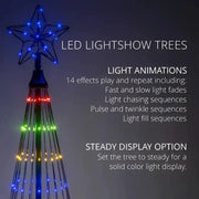 6' Multicolor LED Animated Outdoor Lightshow Tree, Black Frame