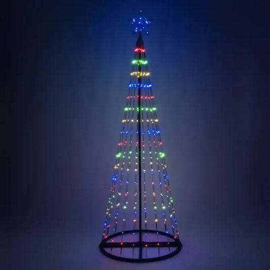 6' Multicolor LED Animated Outdoor Lightshow Tree, Black Frame