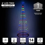 6' Multicolor LED Animated Outdoor Lightshow Tree, Black Frame