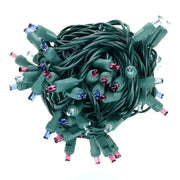 70 5mm ColorCraft® Stardust - Teal, Blue, and Purple DreamSpark® Slow Fade LED Christmas Lights, 4" Spacing, Green Wire