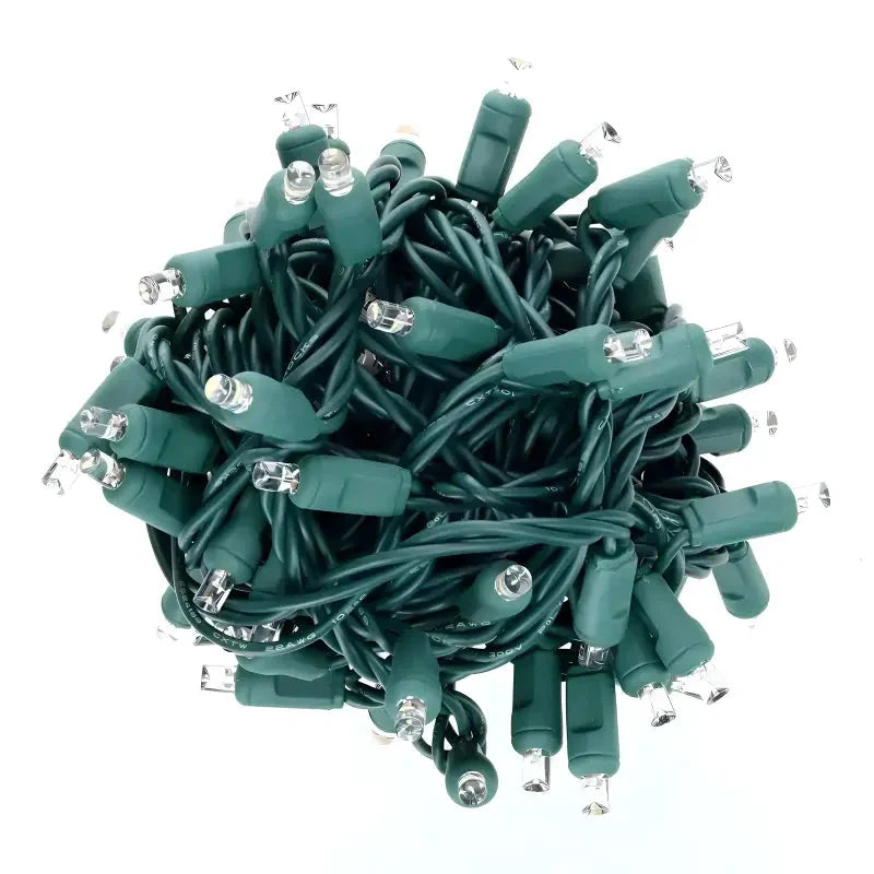 70 5mm Cool White DreamSpark® Slow Fade LED Christmas Lights, 4" Spacing, Green Wire