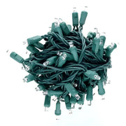70 5mm Cool White LED Christmas Lights, 4" Spacing, Green Wire