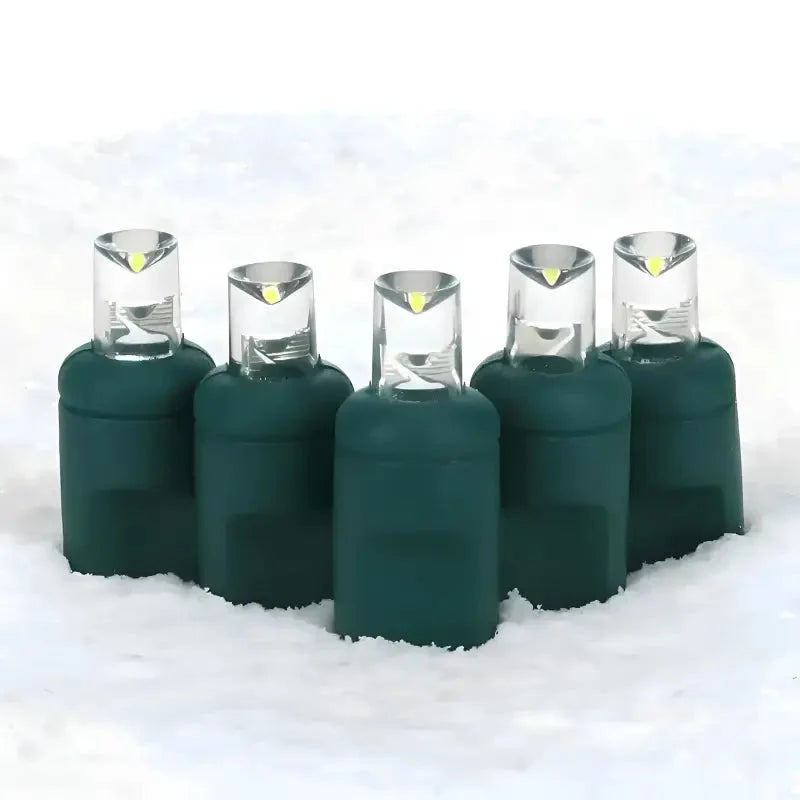 70 5mm Cool White Twinkle LED Christmas Lights, 4" Spacing, Green Wire