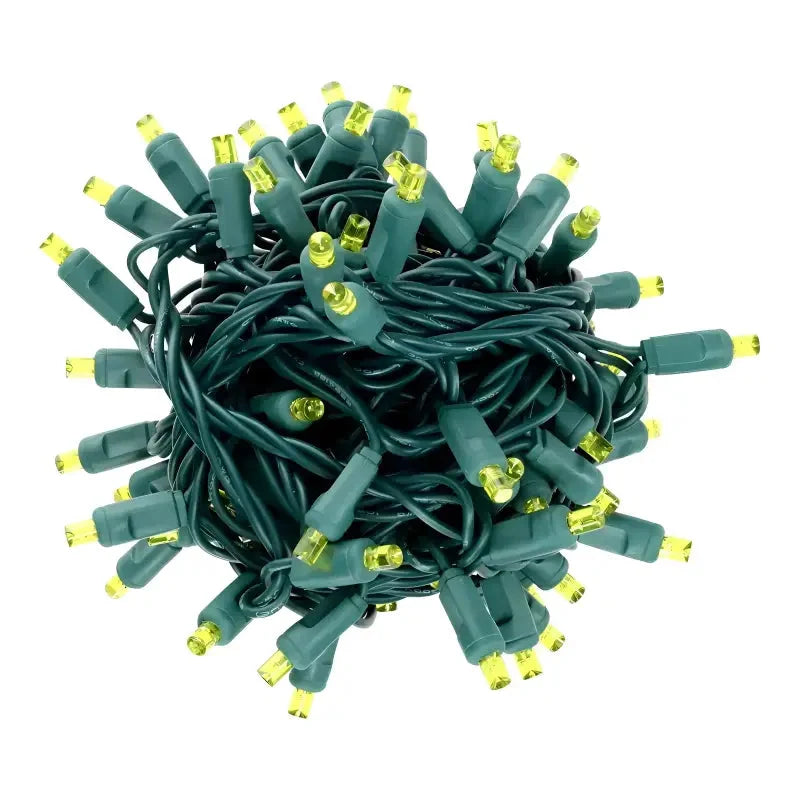 70 5mm Gold DreamSpark® Slow Fade LED Christmas Lights, 4" Spacing, Green Wire