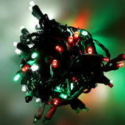 70 5mm Red, Green, and Cool White DreamSpark® Slow Fade LED Christmas Lights, 4" Spacing, Green Wire